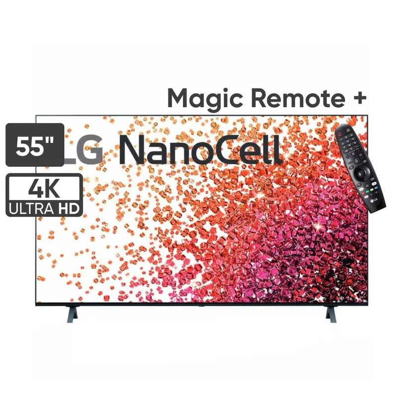 LG 55 inch (NanoCell 75 Series) Smart 4K UHD TV, 55NANO75; WebOs, Built-in Wi-Fi, HDR, Bluetooth, Chromecast, Dolby Atmos