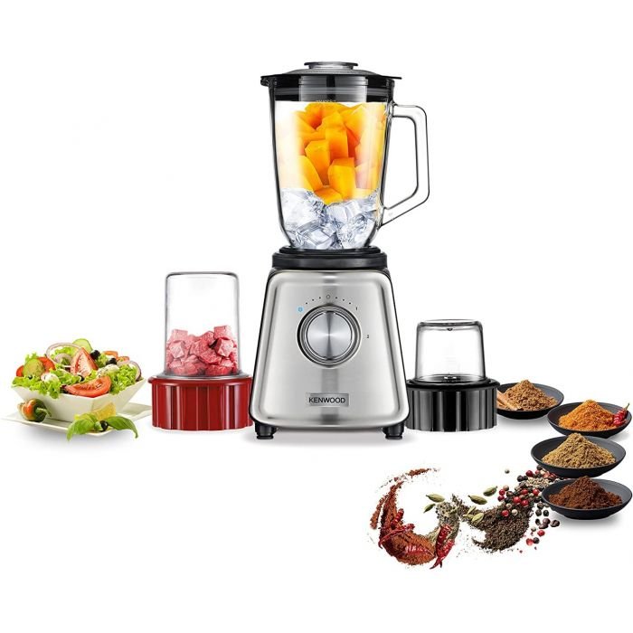 Kenwood Glass Multi Blender, Smoothie Maker, Glass Mill, Meat Grinder/Chopper, Ice Crush Function, 2L, 800W | BLP44.270SS