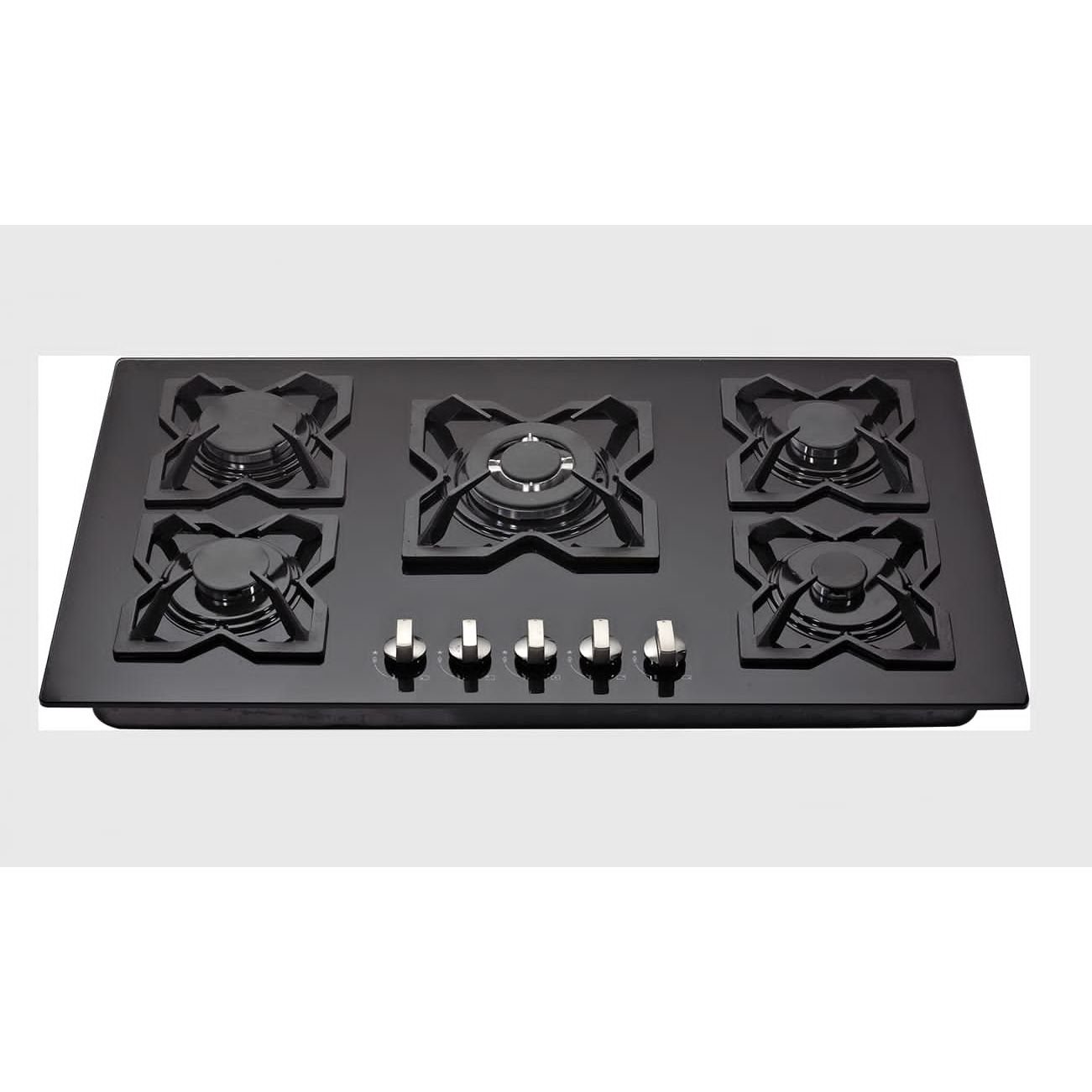 IQRA 90cm Built-in Gas Hob, 5 Burners, Glass, Flame Failure Device, Auto-Ignition, Cast Iron