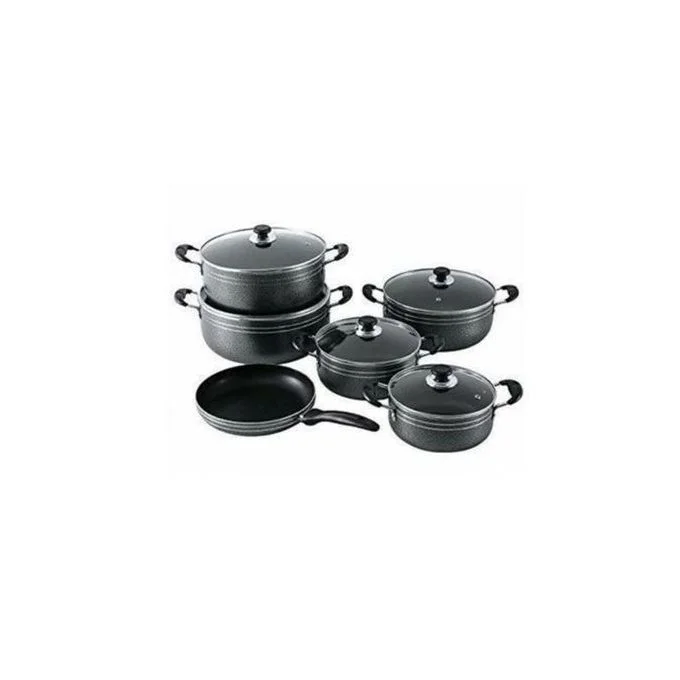 Set Of 6 Non Stick Saucepan Cookware Pans – Black